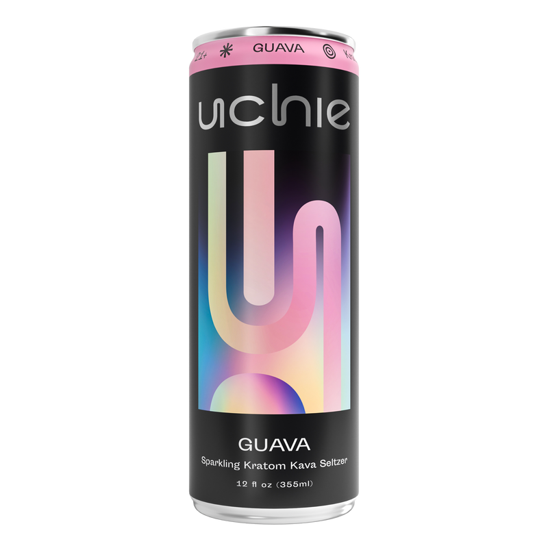Uchie Kratom Kava Seltzer Guava, original can design