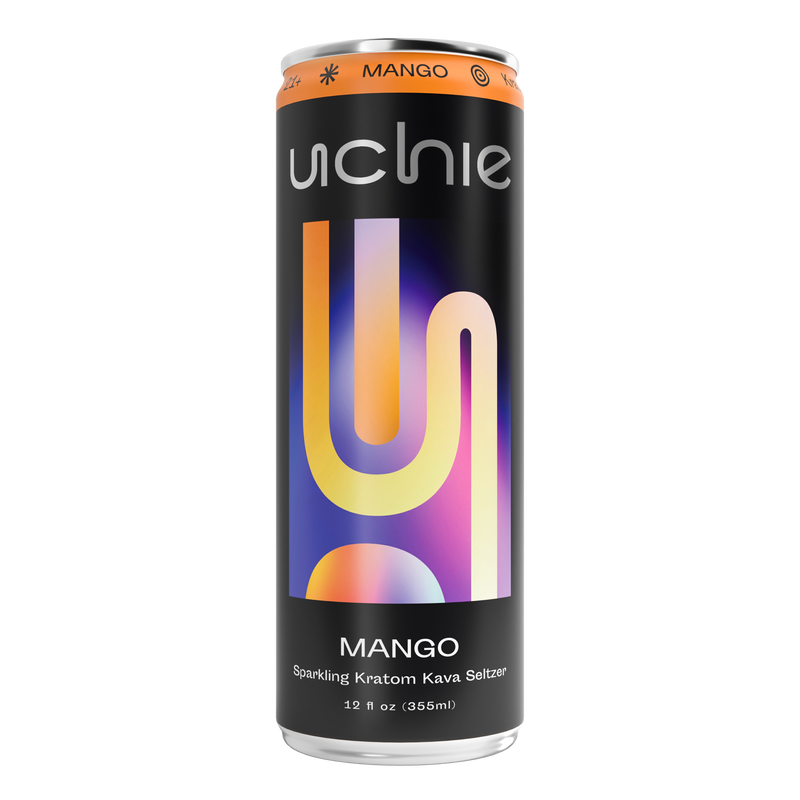 Uchie Kratom Kava Seltzer Mango, original can design